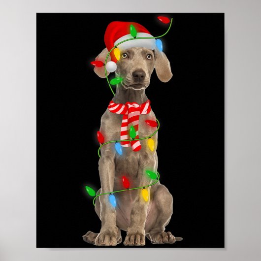 Xmas Lighting Holiday Santa Weimaraner Dog Christm Poster (Voorkant)