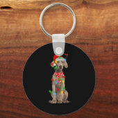 Xmas Lighting Holiday Santa Weimaraner Dog Christm Sleutelhanger (Voorkant)