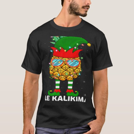 Xmas Lighting Mele Kalikimaka Pineapple Elf Christ T-shirt (Voorkant)