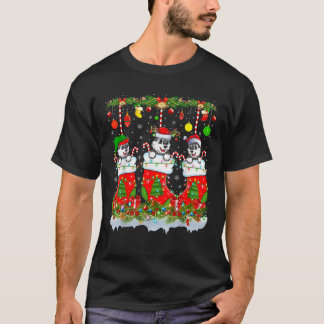 Xmas Lighting Norwegian Elkhound Dog In Socks Chri T-shirt