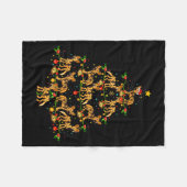 Xmas Lighting Santa African Wild Dog Christmas Tre Fleece Deken (Voorkant (Horizontaal))