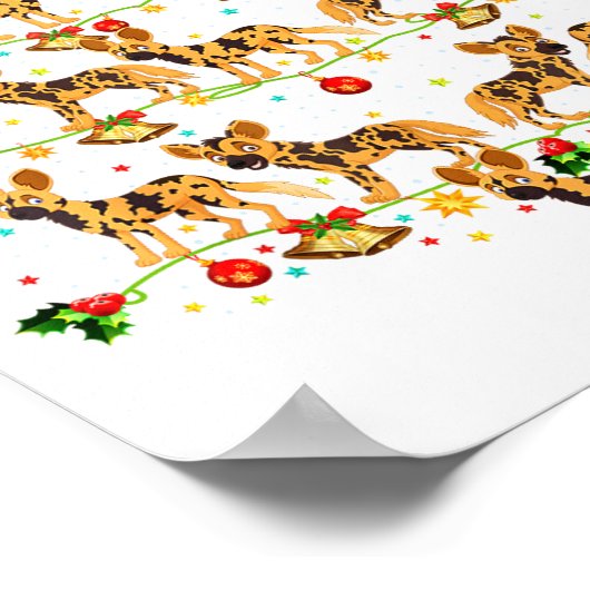 Xmas Lighting Santa African Wild Dog Christmas Tre Poster (Hoek)