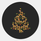 Xmas Lighting Santa African Wild Dog Christmas Tre Ronde Sticker (Voorkant)