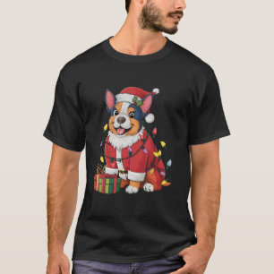 Xmas Lighting Santa Australian Cattle Dog Christma T-shirt
