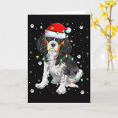 Xmas Lighting Santa Cavalier King Charles Spaniel  Kaart (Gele Bloem)