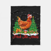 Xmas Lighting Santa Hat Chicken Christmas Tree  Fleece Deken (Voorkant)