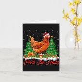 Xmas Lighting Santa Hat Chicken Christmas Tree Kaart (Gele Bloem)