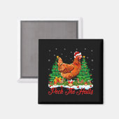 Xmas Lighting Santa Hat Chicken Christmas Tree  Magneet (Voorkant / Achterkant)