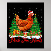 Xmas Lighting Santa Hat Chicken Christmas Tree  Poster (Voorkant)