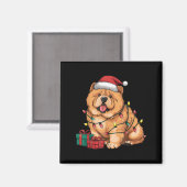 Xmas Lighting Santa Hat Chow Chow Dog Christmas Fo Magneet (Voorkant / Achterkant)