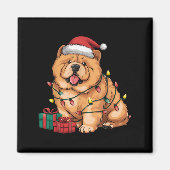 Xmas Lighting Santa Hat Chow Chow Dog Christmas Fo Magneet (Voorkant)