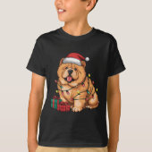 Xmas Lighting Santa Hat Chow Chow Dog Christmas Fo T-shirt (Voorkant)