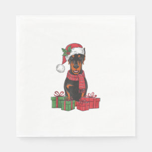 Xmas Lighting Santa Hat Doberman Dog Christmas _3 Servet