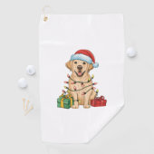 Xmas Lighting Santa Hat Labrador Retriever Dog Chr Golfhanddoek (Insitu)