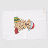Xmas Lighting Santa Hat Labrador Retriever Dog Chr Golfhanddoek (Horizontaal)