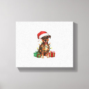 Xmas Lighting Santa Hat Miniatuur Pinscher Dog Chr Canvas Afdruk