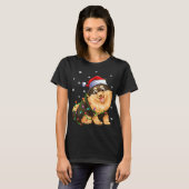 Xmas Lighting Santa Hat Pommeren T-shirt (Voorkant volledig)