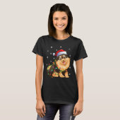 Xmas Lighting Santa Hat Pommeren T-shirt (Voorkant volledig)