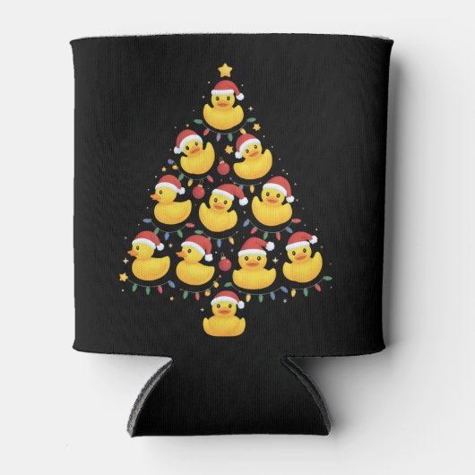 Xmas Lighting Santa Hat Rubber Duck Christmas Tree Blikjeskoeler (Voorkant)
