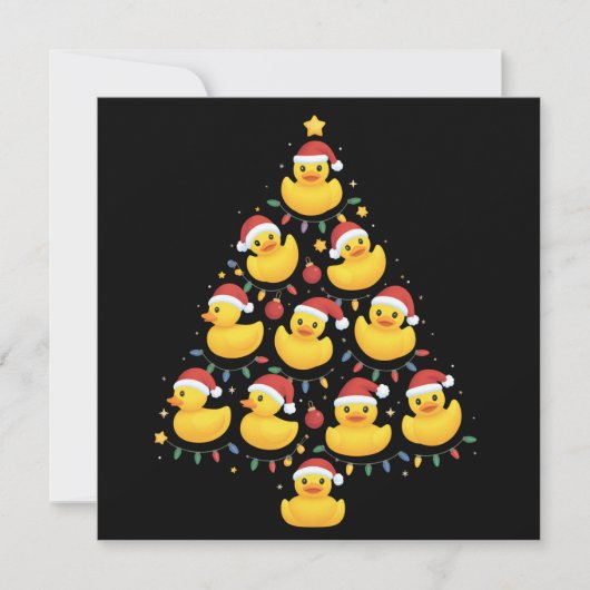 Xmas Lighting Santa Hat Rubber Duck Christmas Tree Feestdagenkaart (Voorkant)