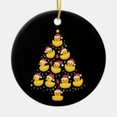 Xmas Lighting Santa Hat Rubber Duck Christmas Tree Keramisch Ornament (Voorkant)