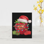 Xmas Lighting Santa Hat Strawberry Christmas  Kaart (Gele Bloem)