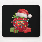 Xmas Lighting Santa Hat Strawberry Christmas  Muismat (Voorkant)