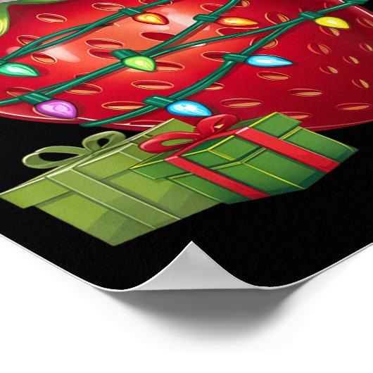 Xmas Lighting Santa Hat Strawberry Christmas  Poster (Hoek)