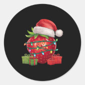 Xmas Lighting Santa Hat Strawberry Christmas  Ronde Sticker (Voorkant)