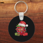 Xmas Lighting Santa Hat Strawberry Christmas Sleutelhanger (Voorkant)