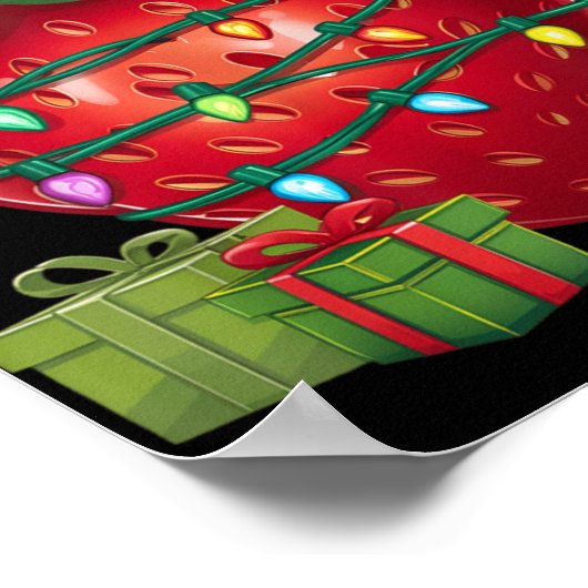 Xmas Lighting Santa Hat Strawberry Christmas T Shi Poster (Hoek)