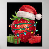 Xmas Lighting Santa Hat Strawberry Christmas T Shi Poster (Voorkant)