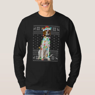 Xmas Lighting Santa Hat Ugly English Pointer Chris T-shirt