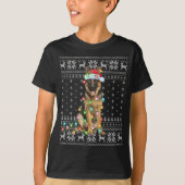 Xmas Lighting Santa Hat Ugly German Shepherd Chris T-shirt (Voorkant)