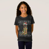 Xmas Lighting Santa Hat Ugly German Shepherd Chris T-shirt (Voorkant volledig)