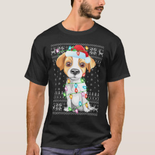 Xmas Lighting Santa Hat Ugly Jack Russell Terrier T-shirt