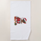 Xmas Lighting Santa Miniature Pinscher Dog Christm Strandlaken (Voorkant)