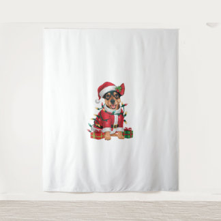 Xmas Lighting Santa Miniature Pinscher Dog Christm Wandkleed