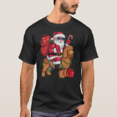 Xmas Lighting Santa Riding Goldendoodle Dog Christ T-shirt (Voorkant)