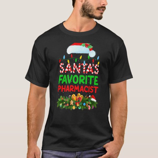 Xmas Lighting Santa S favoriete apotheker Christma T-shirt (Voorkant)
