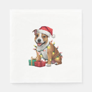 Xmas Lighting Santa Staffordshire Bull Terrier Dog Servet