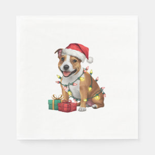 Xmas Lighting Santa Staffordshire Bull Terrier Dog Servet