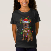 Xmas Lighting Santa Staffordshire Bull Terrier Dog T-shirt (Voorkant)