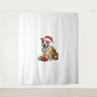 Xmas Lighting Santa Staffordshire Bull Terrier Dog Wandkleed