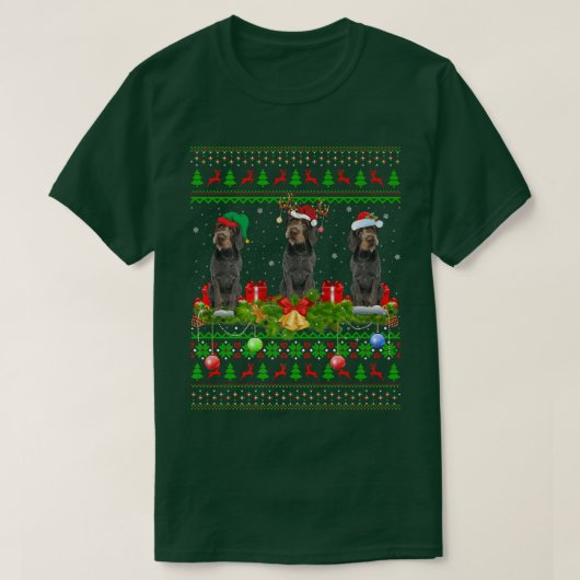 Xmas Lighting Santa Ugly German Wirehaered Pointer T-shirt (Design voorkant)