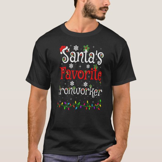 Xmas Lighting Santa's favoriete ijveraar Christma T-shirt (Voorkant)