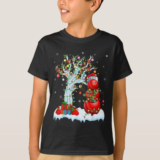Xmas Lighting Tree Funny Snowman Cricket Ll Christ T-shirt (Voorkant)