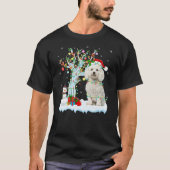 Xmas Lighting Tree Santa Hat Bichon Frise Dog Chri T-shirt (Voorkant)