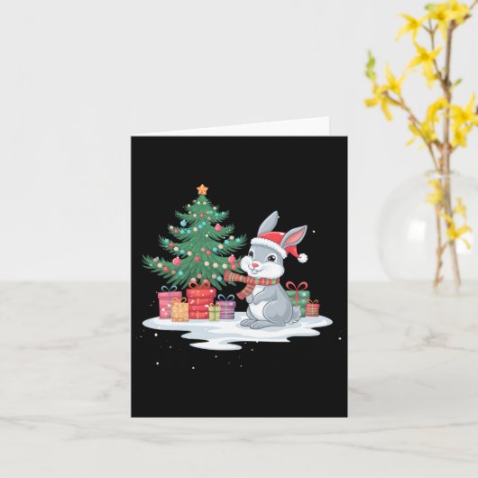 Xmas Lighting Tree Santa Hat Rabbit Bunny Christma Kaart (Gele Bloem)
