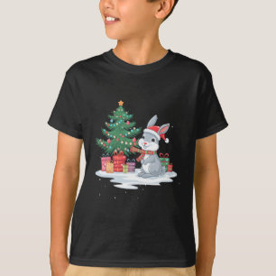 Xmas Lighting Tree Santa Hat Rabbit Bunny Christma T-shirt